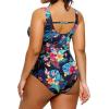 imageYonique Plus Size One Piece Swimsuits for Women Tummy Control Bathing Suits Full Coverage SwimwearBlack Floral