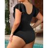 imageYonique Plus Size One Piece Swimsuits for Women Tummy Control Bathing Suits Full Coverage SwimwearBlack01
