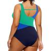 imageYonique Plus Size One Piece Swimsuits for Women Tummy Control Bathing Suits Full Coverage SwimwearBlue Green Navy
