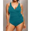 imageYonique Plus Size One Piece Swimsuits for Women Tummy Control Bathing Suits Full Coverage SwimwearBlue and Green