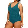 imageYonique Plus Size One Piece Swimsuits for Women Tummy Control Bathing Suits Full Coverage SwimwearBlue and Green