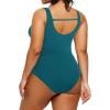 imageYonique Plus Size One Piece Swimsuits for Women Tummy Control Bathing Suits Full Coverage SwimwearBlue and Green