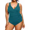 imageYonique Plus Size One Piece Swimsuits for Women Tummy Control Bathing Suits Full Coverage SwimwearBlue and Green