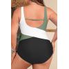 imageYonique Plus Size One Piece Swimsuits for Women Tummy Control Bathing Suits Full Coverage SwimwearGreen White Black