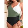 imageYonique Plus Size One Piece Swimsuits for Women Tummy Control Bathing Suits Full Coverage SwimwearGreen White Black