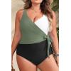 imageYonique Plus Size One Piece Swimsuits for Women Tummy Control Bathing Suits Full Coverage SwimwearGreen White Black
