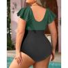 imageYonique Plus Size One Piece Swimsuits for Women Tummy Control Bathing Suits Full Coverage SwimwearGreen and Black01