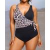 imageYonique Plus Size One Piece Swimsuits for Women Tummy Control Bathing Suits Full Coverage SwimwearLeopard