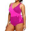imageYonique Plus Size One Piece Swimsuits for Women Tummy Control Bathing Suits Full Coverage SwimwearPink