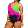 imageYonique Plus Size One Piece Swimsuits for Women Tummy Control Bathing Suits Full Coverage SwimwearPink Green Black