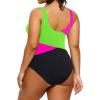 imageYonique Plus Size One Piece Swimsuits for Women Tummy Control Bathing Suits Full Coverage SwimwearPink Green Black