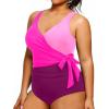 imageYonique Plus Size One Piece Swimsuits for Women Tummy Control Bathing Suits Full Coverage SwimwearPink Purple