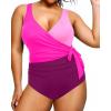 imageYonique Plus Size One Piece Swimsuits for Women Tummy Control Bathing Suits Full Coverage SwimwearPink Purple