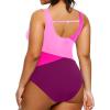 imageYonique Plus Size One Piece Swimsuits for Women Tummy Control Bathing Suits Full Coverage SwimwearPink Purple