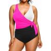imageYonique Plus Size One Piece Swimsuits for Women Tummy Control Bathing Suits Full Coverage SwimwearPink and Black