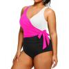 imageYonique Plus Size One Piece Swimsuits for Women Tummy Control Bathing Suits Full Coverage SwimwearPink and Black