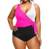 imageYonique Plus Size One Piece Swimsuits for Women Tummy Control Bathing Suits Full Coverage SwimwearPink and Black