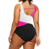 imageYonique Plus Size One Piece Swimsuits for Women Tummy Control Bathing Suits Full Coverage SwimwearPink and Black