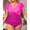 imageYonique Plus Size One Piece Swimsuits for Women Tummy Control Bathing Suits Full Coverage SwimwearPink01
