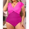 imageYonique Plus Size One Piece Swimsuits for Women Tummy Control Bathing Suits Full Coverage SwimwearPink01