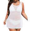 imageYonique Plus Size Swimsuit Cover Up  Crochet Bathing Suit Coverup Beach Dress Sleeveless 2025 SwimwearWhite