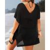 imageYonique Plus Size Swimsuit Cover Up  Crochet Swim Cover Up 2025 Bathing Suit Short Sleeve Beach DressBlack