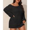 imageYonique Plus Size Swimsuit Cover Up  Crochet Swim Cover Up 2025 Bathing Suit Short Sleeve Beach DressLong Sleeves Black