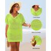 imageYonique Plus Size Swimsuit Cover Up  Crochet Swim Cover Up 2025 Bathing Suit Short Sleeve Beach DressNeon Green