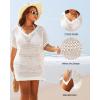 imageYonique Plus Size Swimsuit Cover Up  Crochet Swim Cover Up 2025 Bathing Suit Short Sleeve Beach DressWhite