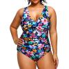imageYonique Plus Size Swimsuit One Piece Bathing Suits for Women Tummy Control Slimming SwimwearColorful Floral02
