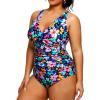 imageYonique Plus Size Swimsuit One Piece Bathing Suits for Women Tummy Control Slimming SwimwearColorful Floral02