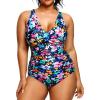imageYonique Plus Size Swimsuit One Piece Bathing Suits for Women Tummy Control Slimming SwimwearColorful Floral02