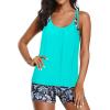 imageYonique Tankini Swimsuits for Women Athletic Swim Tank Top with Boy Shorts Two Piece Tummy Control Bathing SuitsAqua Blue Floral