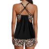 imageYonique Tankini Swimsuits for Women Athletic Swim Tank Top with Boy Shorts Two Piece Tummy Control Bathing SuitsBlack  Leopard