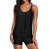 imageYonique Tankini Swimsuits for Women Athletic Swim Tank Top with Boy Shorts Two Piece Tummy Control Bathing SuitsBlack