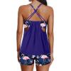 imageYonique Tankini Swimsuits for Women Athletic Swim Tank Top with Boy Shorts Two Piece Tummy Control Bathing SuitsBlue  Flamingo