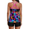 imageYonique Tankini Swimsuits for Women Athletic Swim Tank Top with Boy Shorts Two Piece Tummy Control Bathing SuitsColorful Leaves