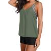 imageYonique Tankini Swimsuits for Women Athletic Swim Tank Top with Boy Shorts Two Piece Tummy Control Bathing SuitsGreen and Stripes