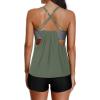 imageYonique Tankini Swimsuits for Women Athletic Swim Tank Top with Boy Shorts Two Piece Tummy Control Bathing SuitsGreen and Stripes
