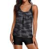 imageYonique Tankini Swimsuits for Women Athletic Swim Tank Top with Boy Shorts Two Piece Tummy Control Bathing SuitsGrey Camo