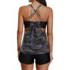 imageYonique Tankini Swimsuits for Women Athletic Swim Tank Top with Boy Shorts Two Piece Tummy Control Bathing SuitsGrey Camo