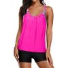 imageYonique Tankini Swimsuits for Women Athletic Swim Tank Top with Boy Shorts Two Piece Tummy Control Bathing SuitsPink Geometric