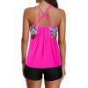 imageYonique Tankini Swimsuits for Women Athletic Swim Tank Top with Boy Shorts Two Piece Tummy Control Bathing SuitsPink Geometric