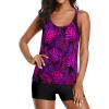 imageYonique Tankini Swimsuits for Women Athletic Swim Tank Top with Boy Shorts Two Piece Tummy Control Bathing SuitsPurple Leaf