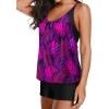 imageYonique Tankini Swimsuits for Women Athletic Swim Tank Top with Boy Shorts Two Piece Tummy Control Bathing SuitsPurple Leaf
