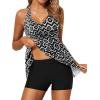 imageYonique Two Piece Tankini Swimsuits for Women with Shorts Halter V Neck Bathing Suits Flowy Twist Front SwimwearBlack Geometry