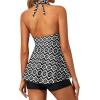 imageYonique Two Piece Tankini Swimsuits for Women with Shorts Halter V Neck Bathing Suits Flowy Twist Front SwimwearBlack Geometry