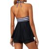 imageYonique Two Piece Tankini Swimsuits for Women with Shorts Halter V Neck Bathing Suits Flowy Twist Front SwimwearBlack Stripe