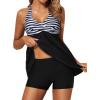 imageYonique Two Piece Tankini Swimsuits for Women with Shorts Halter V Neck Bathing Suits Flowy Twist Front SwimwearBlack Stripe