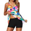imageYonique Two Piece Tankini Swimsuits for Women with Shorts Halter V Neck Bathing Suits Flowy Twist Front SwimwearColor Block
